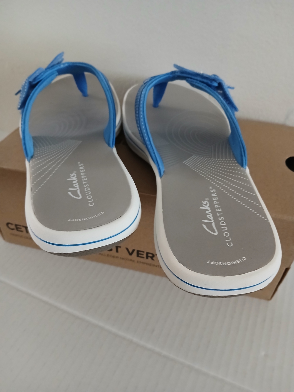 Clarks Women's Blue Cloudsteppers Floral Sandals Size 8M $35 - Picture 3 of 10